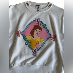 NEW HOME GIRLS PRINCESS BELLE WHITE LONG SLEEVE SWEATSHIRT SZ M 10/12